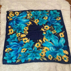 EC Oscar de la Renta Blue and Yellow Floral Scarf